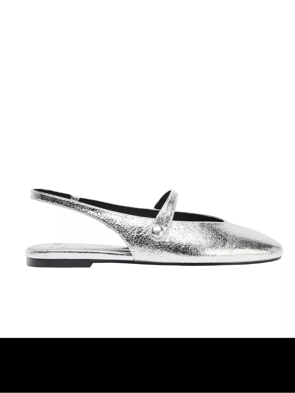 Zara Silver Metallic Slingback Mary Jane Flat